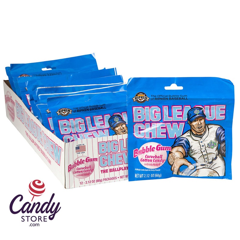 Big League Chew Cotton Candy Bubblegum 2.12oz Pouch – 12ct