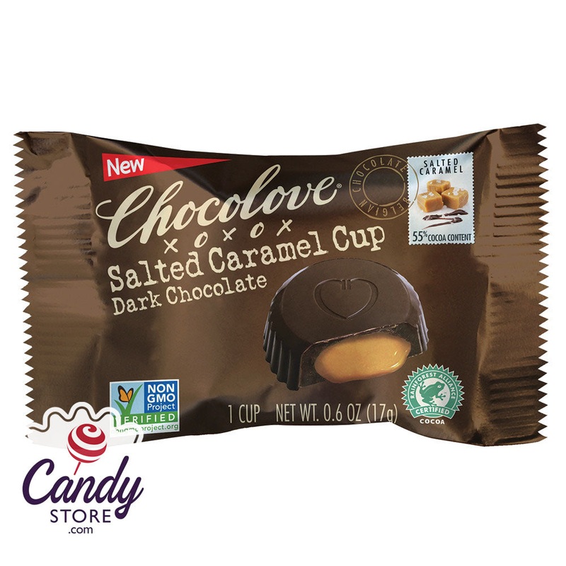 Dark Chocolate Chocolove Salted Caramel Cups 0.6oz – 50ct