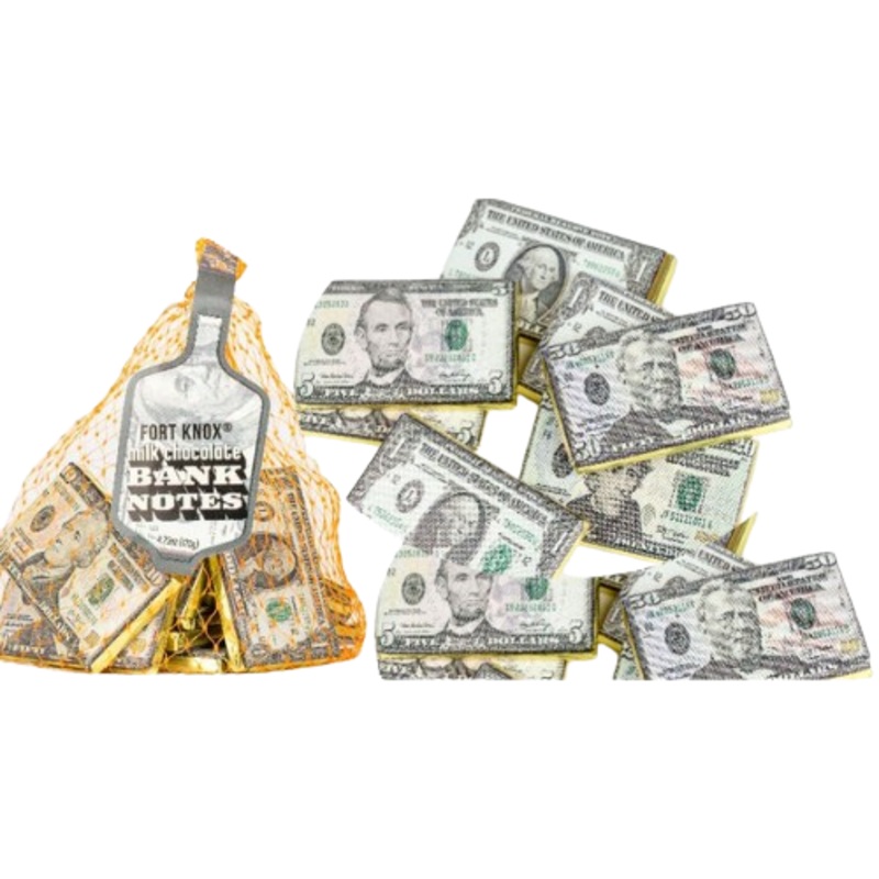 Fort Knox Milk Chocolate Bank Notes Assorted 4.23 oz. Mesh Bag