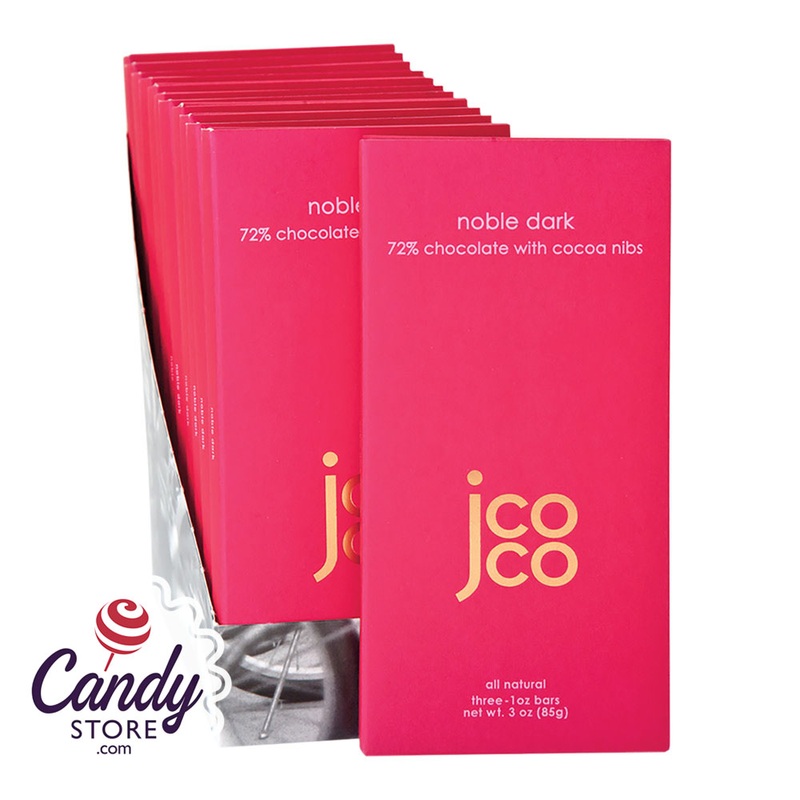 Jcoco Noble 72 Percent Dark Chocolate With Cocoa Nibs 3oz Bar – 6ct