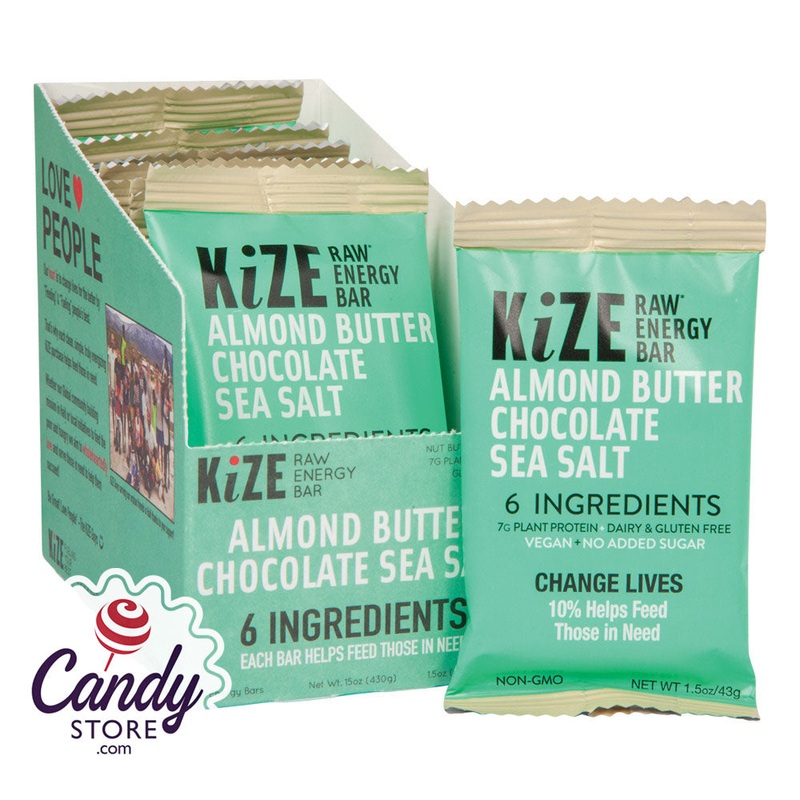 Kize Bar Almond Butter Chocolate Sea Salt Raw Energy Bar 1.5oz – 10ct