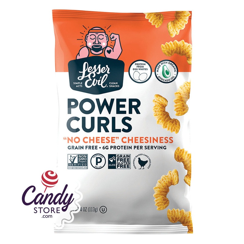 Lesser Evil No Cheese Cheesiness Power Curls 4oz Pouch – 9ct