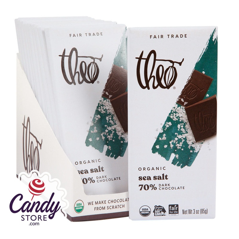 Theo 70% Dark Chocolate Sea Salt Bars – 12ct