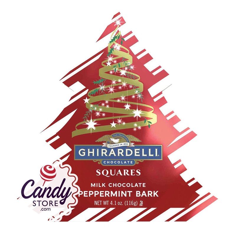 Ghirardelli Peppermint Bark Squares 4.1oz Tree Gift Boxes – 12ct