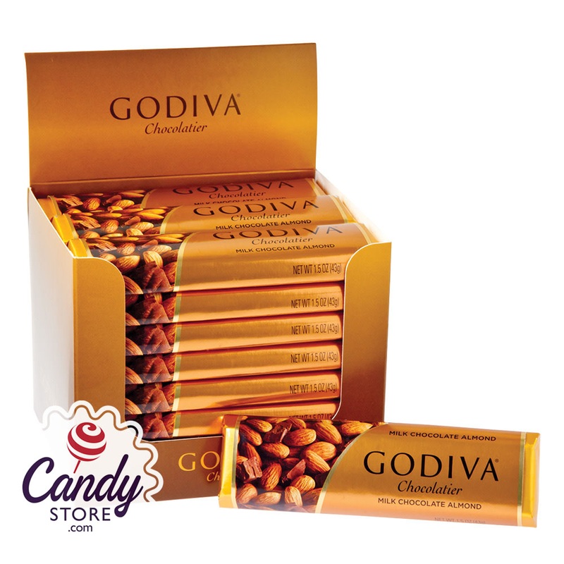 Milk Godiva Chocolate With Almonds 1.5oz Bar – 24ct