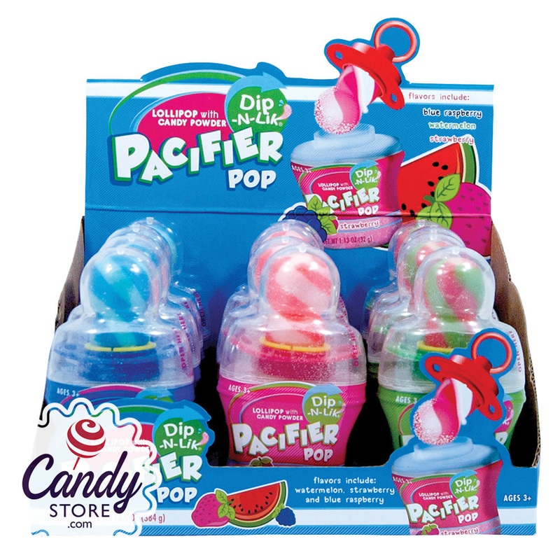 Pacifier Pop Dip-N-Lik Lollipop w Candy Powder – 12ct