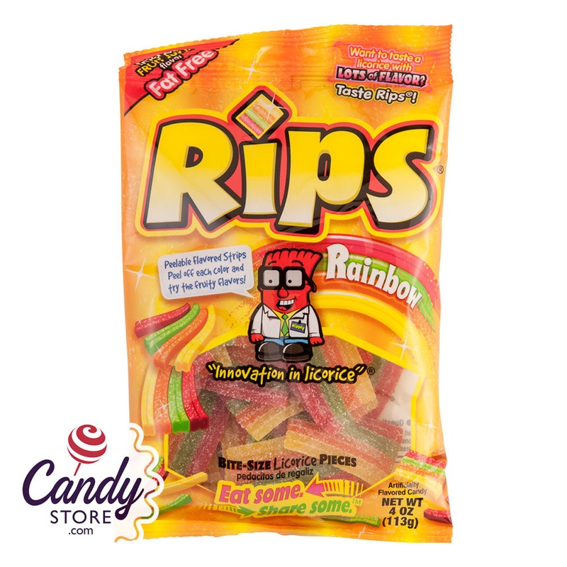 Rips Rainbow Bite-Size Licorice Pieces – 12ct Peg Bags