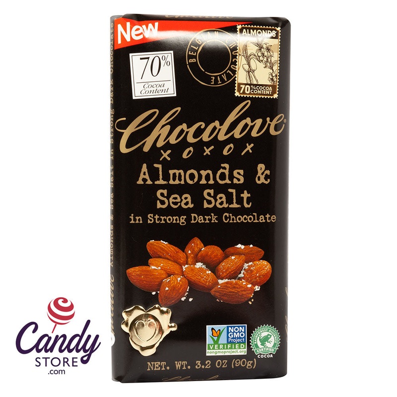 Strong Dark Chocolate Chocolove Almonds And Sea Salt 3.2oz – 12ct