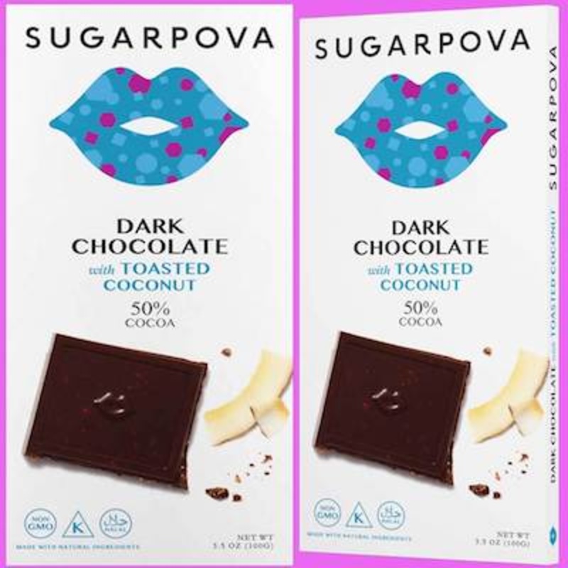 Sugarpova Dark Chocolate Toasted Coconut Slim Bars – 12ct
