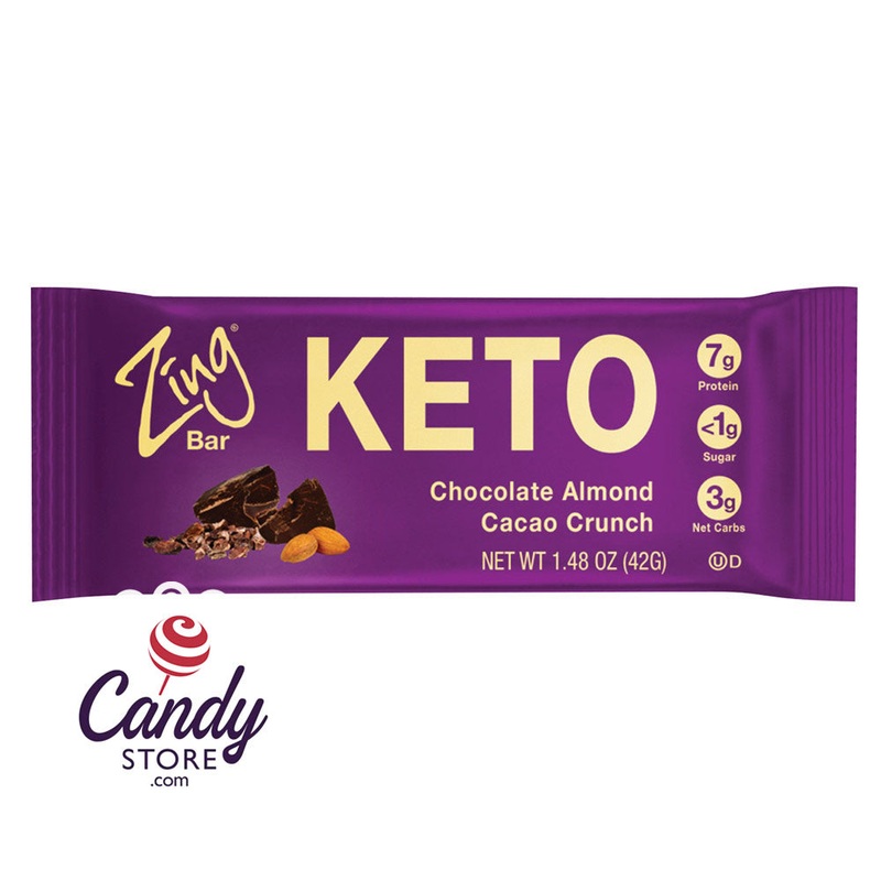 Zing Keto Bar Chocolate Almond Cacao Crunch 1.41oz – 144ct