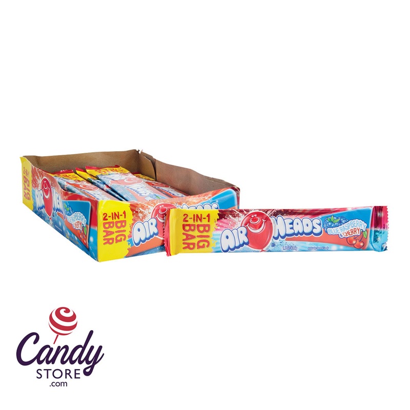 Airheads Big Bar 2 in 1 Blue Raspberry and Cherry – 24ct