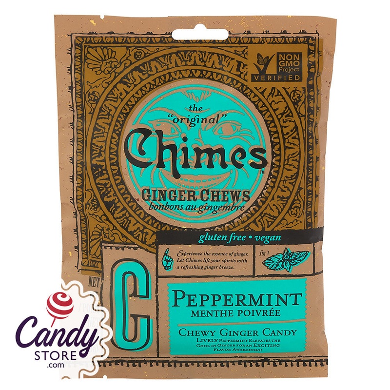 Chimes Peppermint Ginger Chews 5oz Peg Bags – 20ct