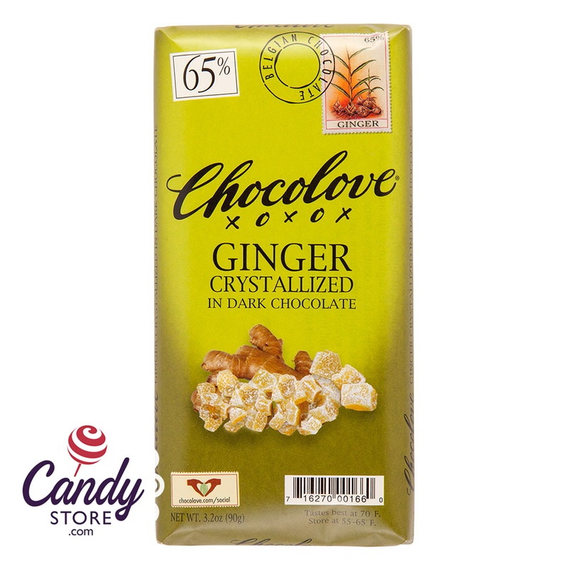 Crystallized Ginger In Dark Chocolate Chocolove 3.2oz Bar – 12ct