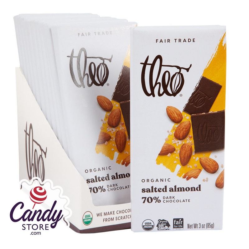 Theo Dark Chocolate Salted Almond Bars – 12ct