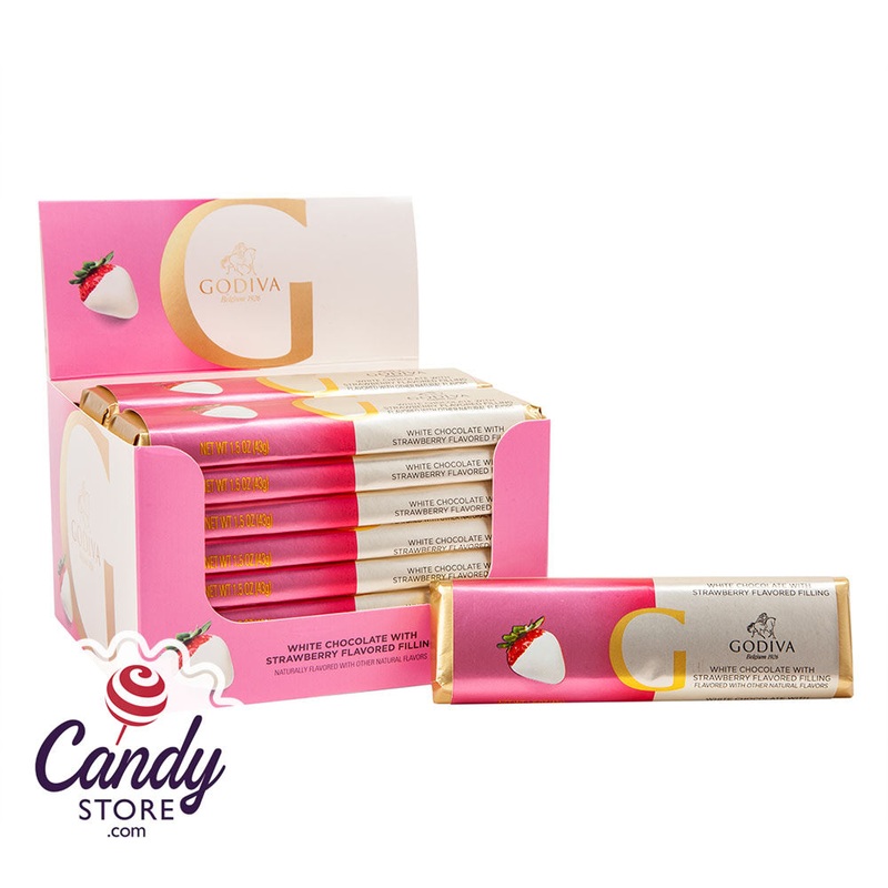 White Chocolate Strawberry Godiva Bars – 24ct