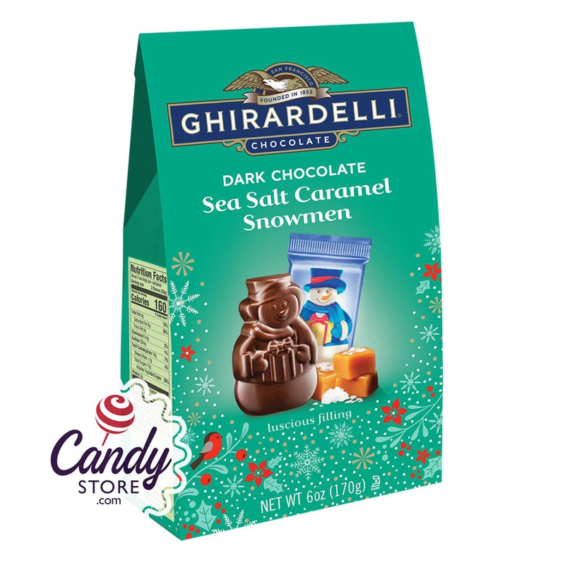 Ghirardelli Dark Chocolate Sea Salt Caramel Snowmen 6oz Medium Bags – 12ct