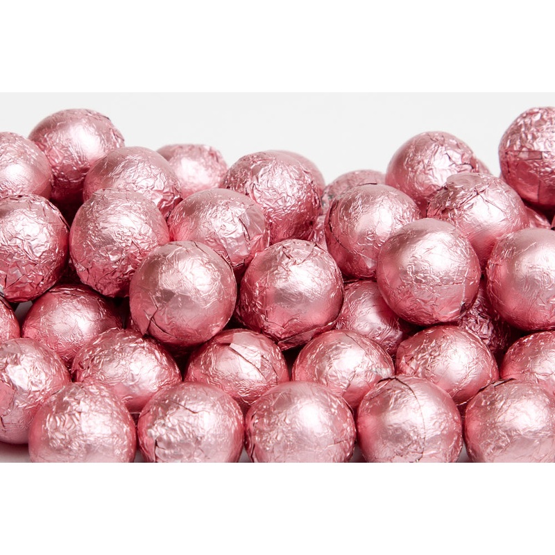 Light Pink Foil Chocolate Balls – 10lb