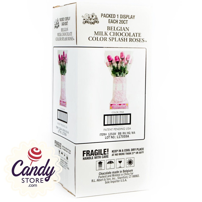 Pink Foil Milk Chocolate Roses – 20ct
