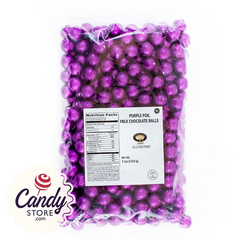 Purple Foil Chocolate Balls – 2lb Bulk
