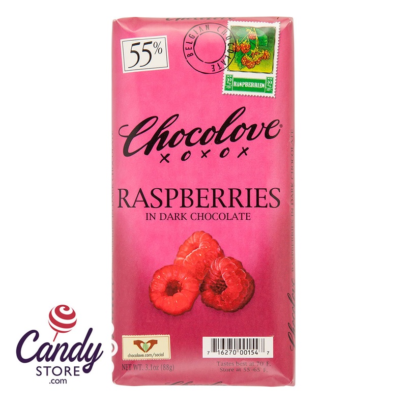 Raspberries In Dark Chocolate Chocolove 3.2oz Bar – 12ct