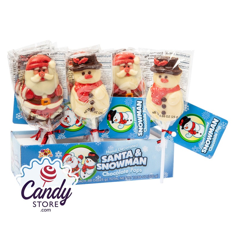 Santa & Snowman Milk Chocolate Lollipop 0.88oz – 24ct