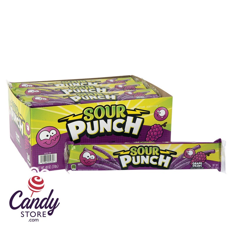 Sour Punch Grape Straws Candy – 24ct