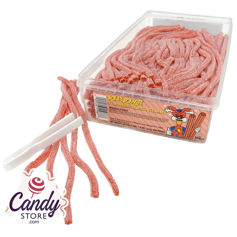 Strawberry Sour Power Straws – 200ct Tub