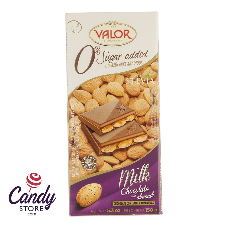 Valor No Sugar Added Milk Chocolate With Almonds 5.3oz Bar – 14ct