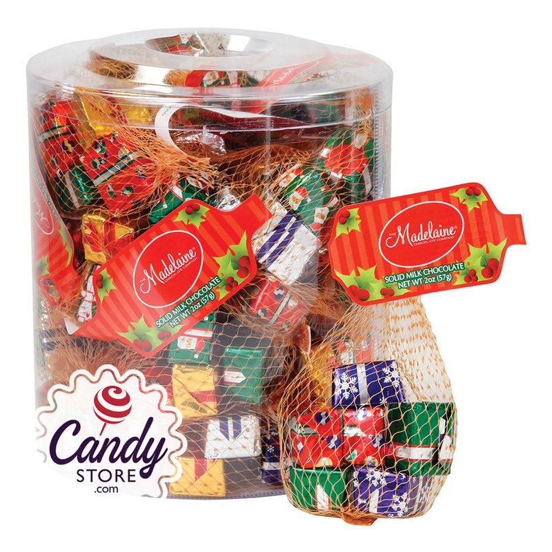 Madelaine Milk Chocolate Foiled Christmas Presents 2oz Mesh Bags – 72ct