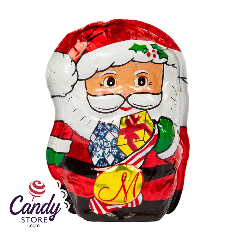 Milk Chocolate Semi Solid Santa 1oz Foiled Madelaine – 48ct