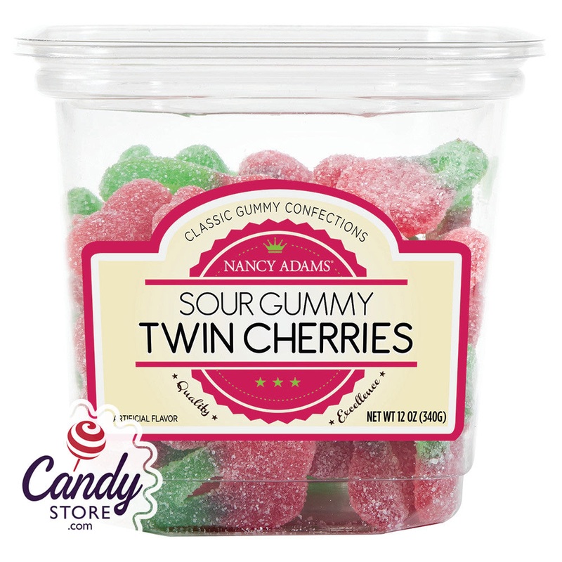 Sour Gummy Twin Cherries Candy – 12ct Tubs