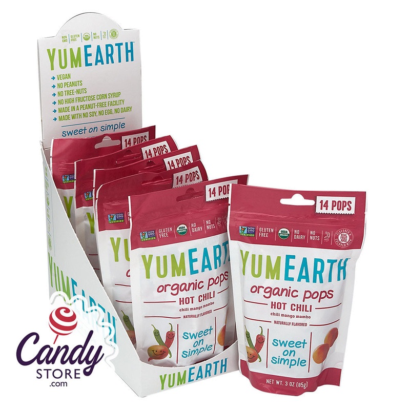 Yumearth Hot Chili Lollipops 3oz Peg Bags – 6ct
