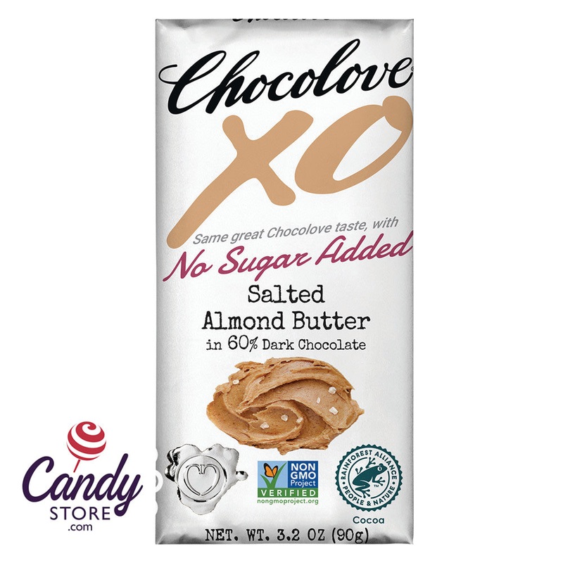 Almond Butter 60% Dark Chocolate Chocolove XO Bars – 12ct (No Sugar Added)