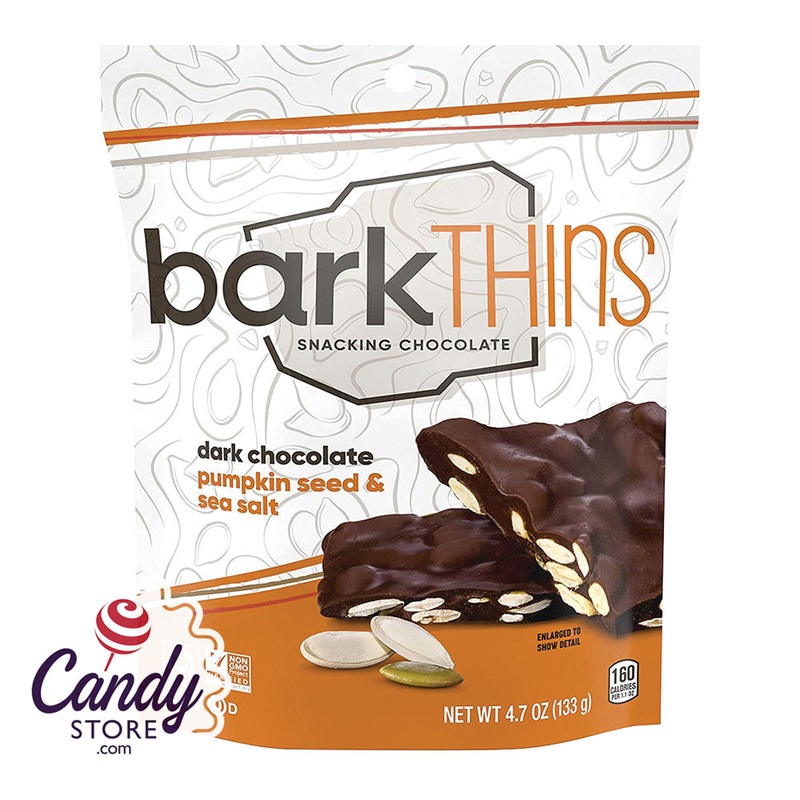Bark Thins Dark Chocolate Pumpkin Seeds With Sea Salt 4.7oz Pouch – 12ct
