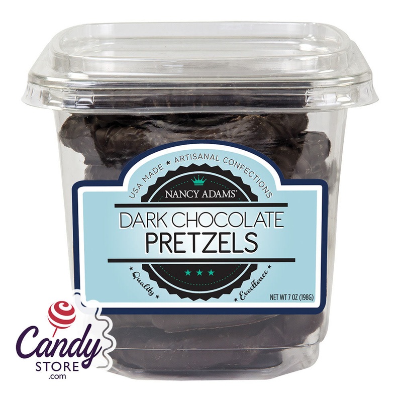 Dark Chocolate Pretzels 7oz Tub Nancy Adams – 12ct