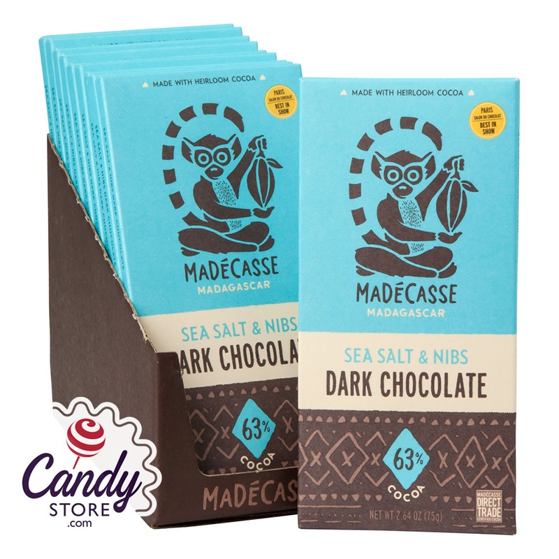 Madecasse Dark Chocolate Sea Salt And Nibs 2.64oz Bar – 10ct