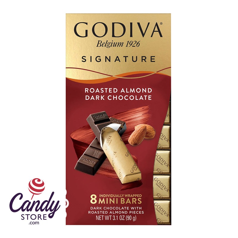 Mini Godiva Bars Dark Chocolate Almond – 12ct