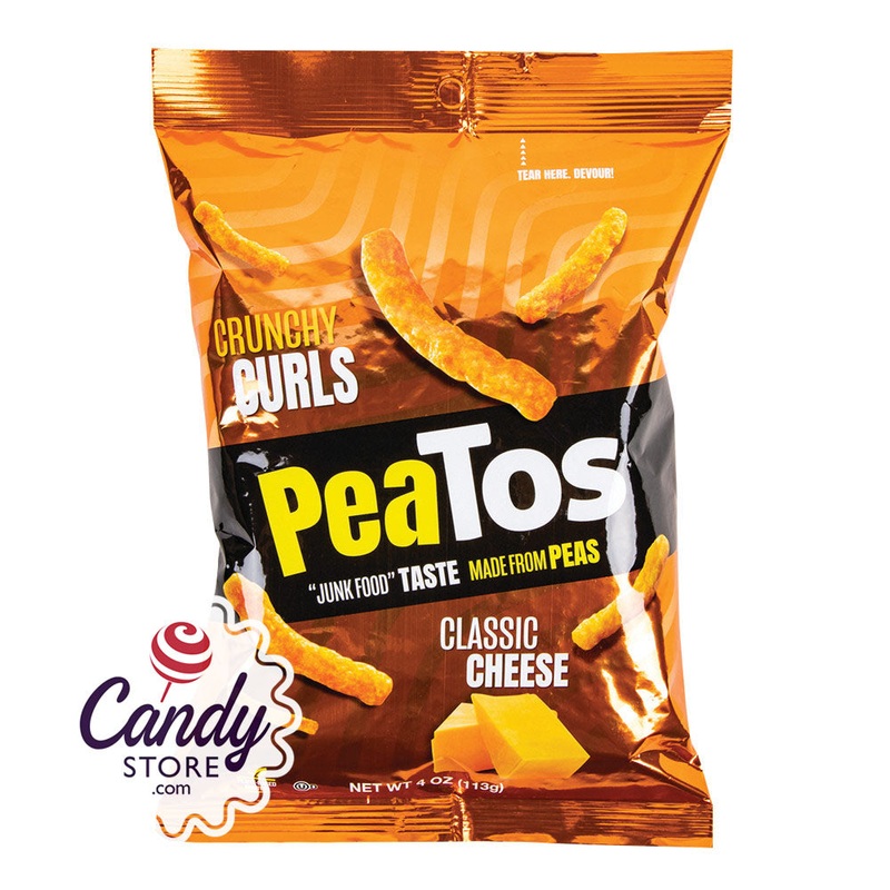 Peatos Classic Cheese Crunch Curls 4oz Peg Bags – 8ct