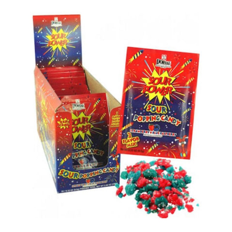 Sour Power Popping Candy Strawberry/Blue Raspberry – 18ct