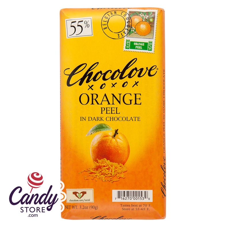 Chocolove Xoxo Orange Peel Dark Chocolate Bars – 12ct