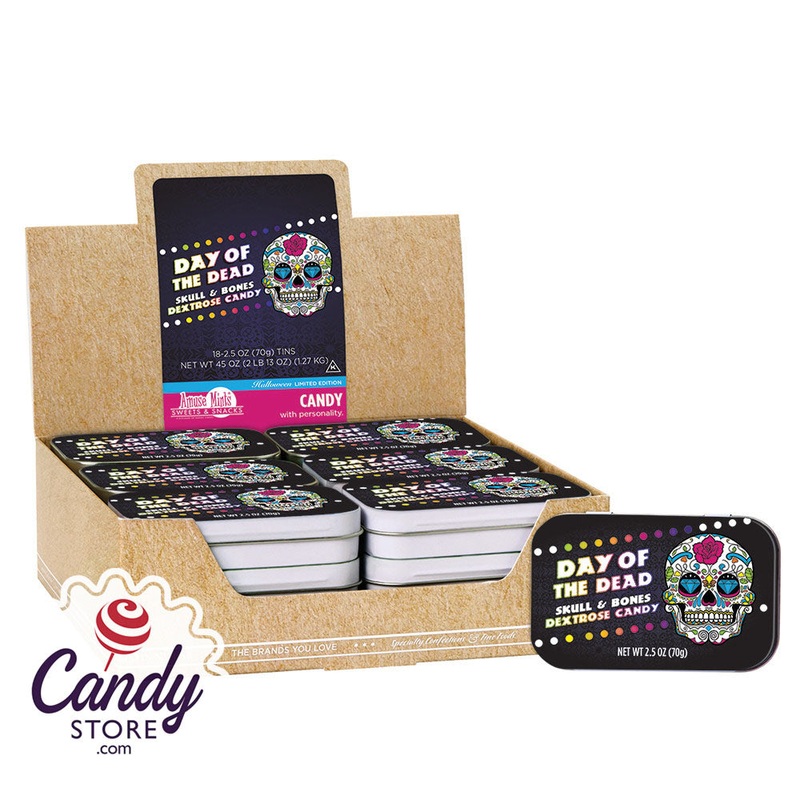 Day of the Dead Candy Skull & Bones Tin 2.5oz – 18ct