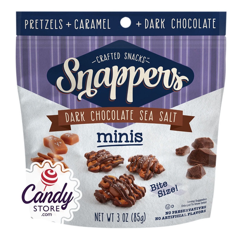 Snappers Dark Chocolate Sea Salt Minis 3oz Peg Bags – 6ct