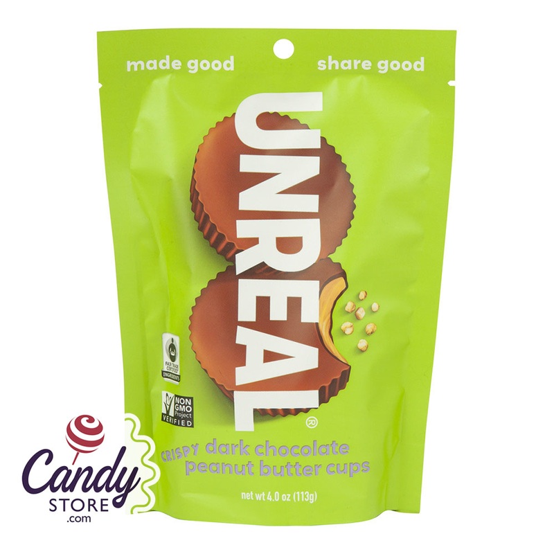 Unreal Crispy Dark Chocolate Peanut Butter Cups 4oz Pouch – 6ct