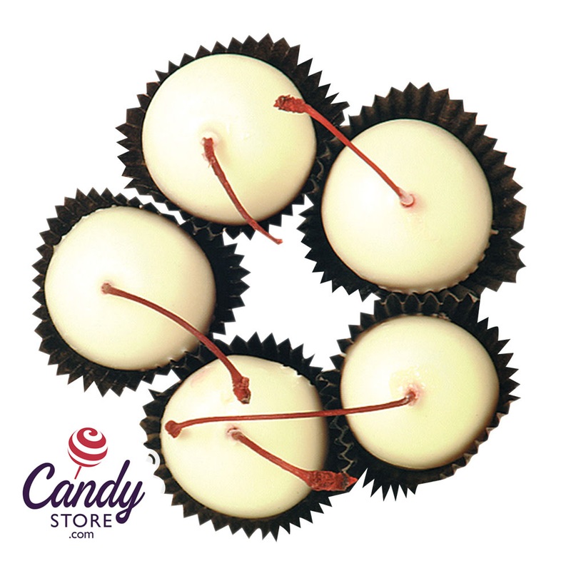 White Chocolatey Coated Stem Cherries – 3lb