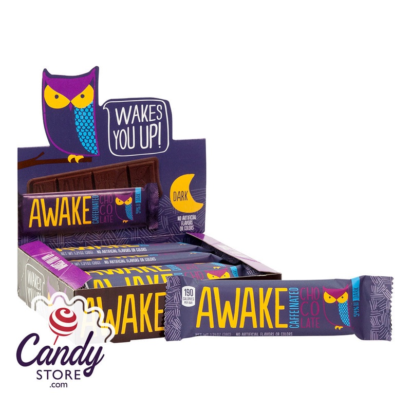 Caffeinated Awake Dark Chocolate 1.34oz Bar – 12ct