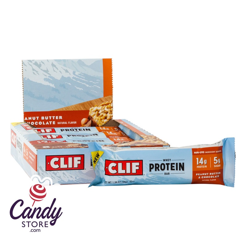 Clif Peanut Butter Chocolate Whey Protein 1.98oz Bar – 8ct