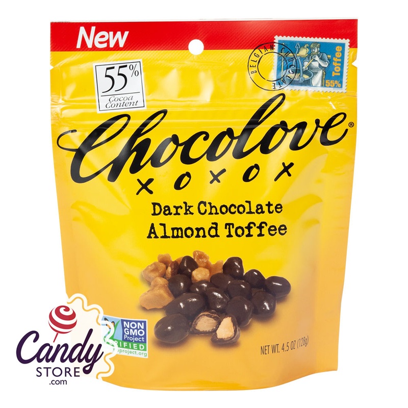 Dark Chocolate Chocolove Almond Toffee 4.5oz Pouch – 8ct