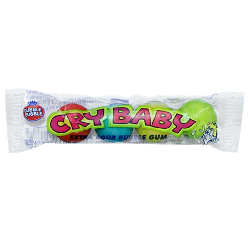 Dubble Bubble Cry Baby Extra Sour Gumball 4-Ball Tube 0.64 oz.