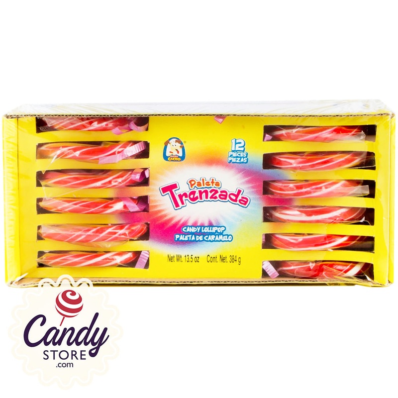 Pink Rosa Swirl Pops Paleta Trenzada – 12ct