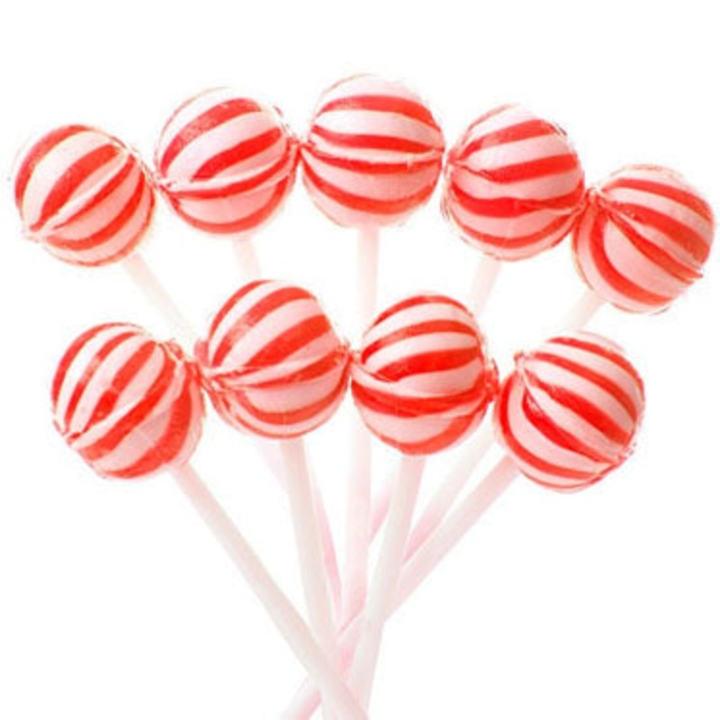 Red Striped Ball Petite Lollipops – 400ct